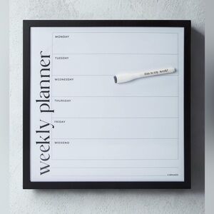 Black or Light Wood Weekly Dry Erase Wall Planner
